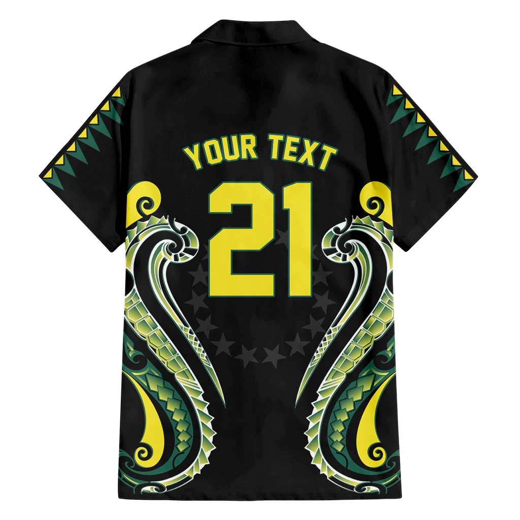 Custom Rugby Cook Islands Avaiki Family Matching Short Sleeve Bodycon Dress and Hawaiian Shirt Black Kuki Airani Tribal Maori Inspired - Polynesian Pride