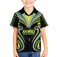 Custom Rugby Cook Islands Avaiki Family Matching Short Sleeve Bodycon Dress and Hawaiian Shirt Black Kuki Airani Tribal Maori Inspired - Polynesian Pride