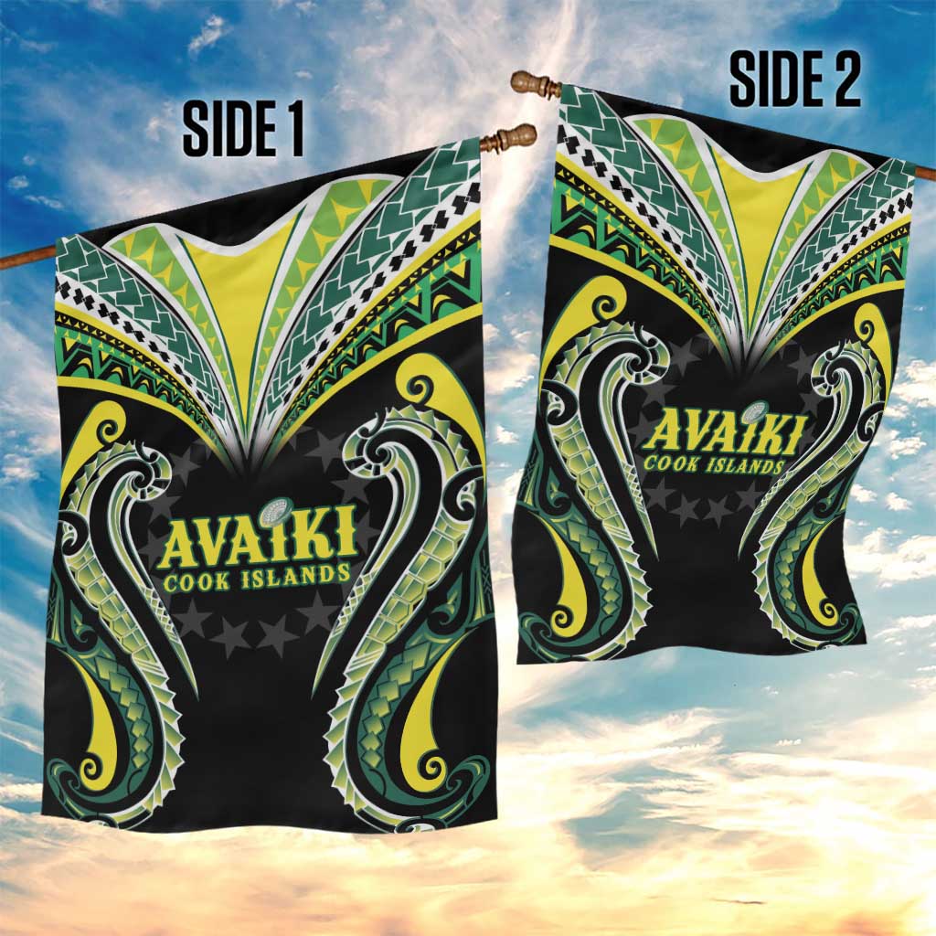 Rugby Cook Islands Avaiki Garden Flag Black Kuki Airani Tribal Maori Inspired - Polynesian Pride