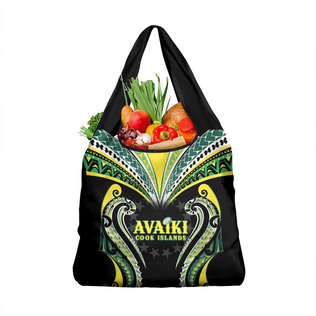 Rugby Cook Islands Avaiki Grocery Bag Black Kuki Airani Tribal Maori Inspired - Polynesian Pride