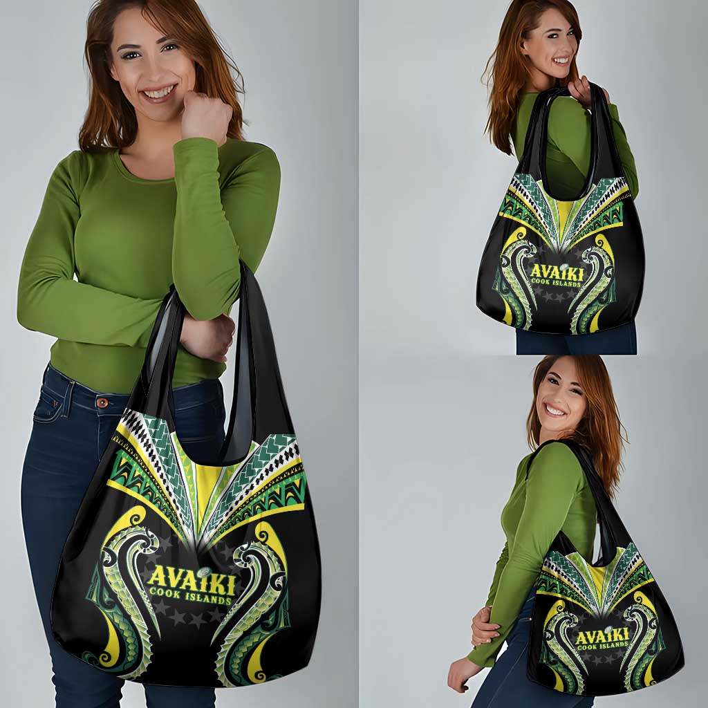 Rugby Cook Islands Avaiki Grocery Bag Black Kuki Airani Tribal Maori Inspired - Polynesian Pride
