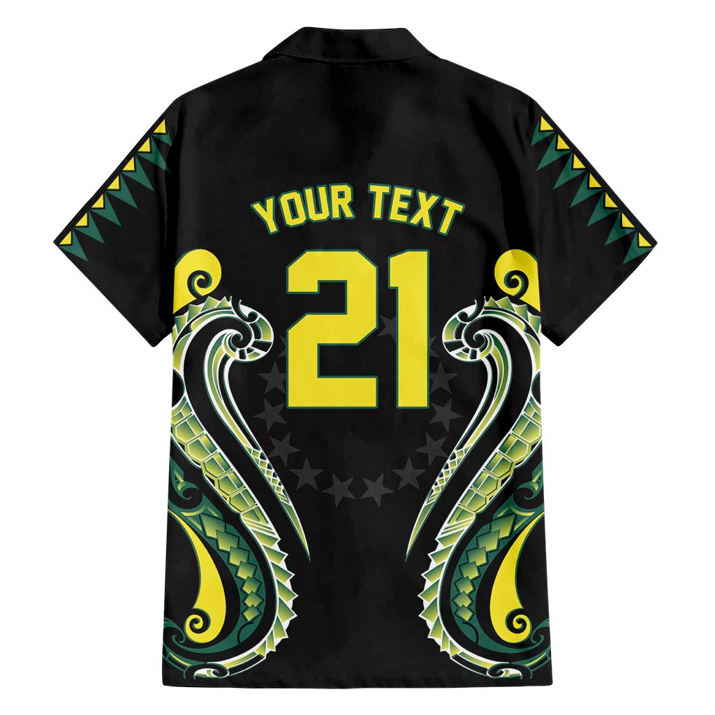 Custom Rugby Cook Islands Avaiki Hawaiian Shirt Black Kuki Airani Tribal Maori Inspired - Polynesian Pride