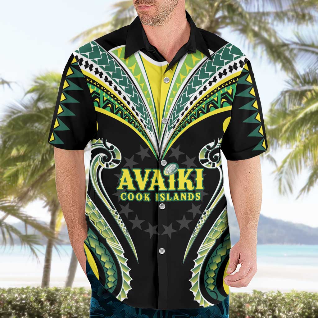 Custom Rugby Cook Islands Avaiki Hawaiian Shirt Black Kuki Airani Tribal Maori Inspired - Polynesian Pride