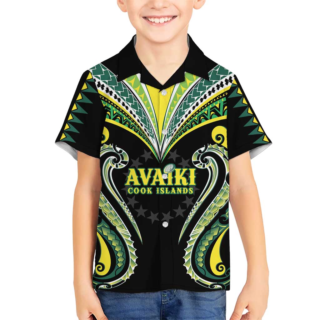 Custom Rugby Cook Islands Avaiki Hawaiian Shirt Black Kuki Airani Tribal Maori Inspired - Polynesian Pride