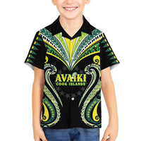 Custom Rugby Cook Islands Avaiki Kid Hawaiian Shirt Black Kuki Airani Tribal Maori Inspired - Polynesian Pride