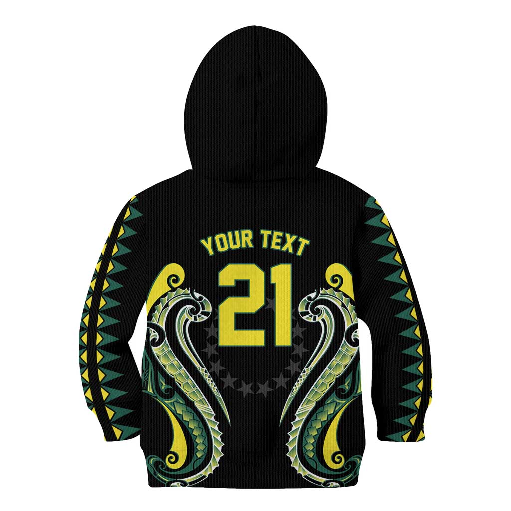 Custom Rugby Cook Islands Avaiki Kid Hoodie Black Kuki Airani Tribal Maori Inspired - Polynesian Pride