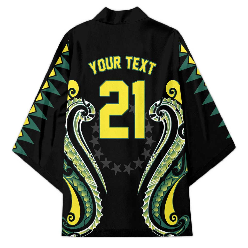 Custom Rugby Cook Islands Avaiki Kimono Black Kuki Airani Tribal Maori Inspired - Polynesian Pride