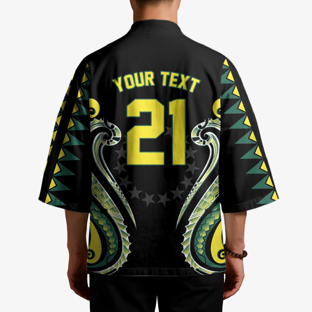 Custom Rugby Cook Islands Avaiki Kimono Black Kuki Airani Tribal Maori Inspired - Polynesian Pride
