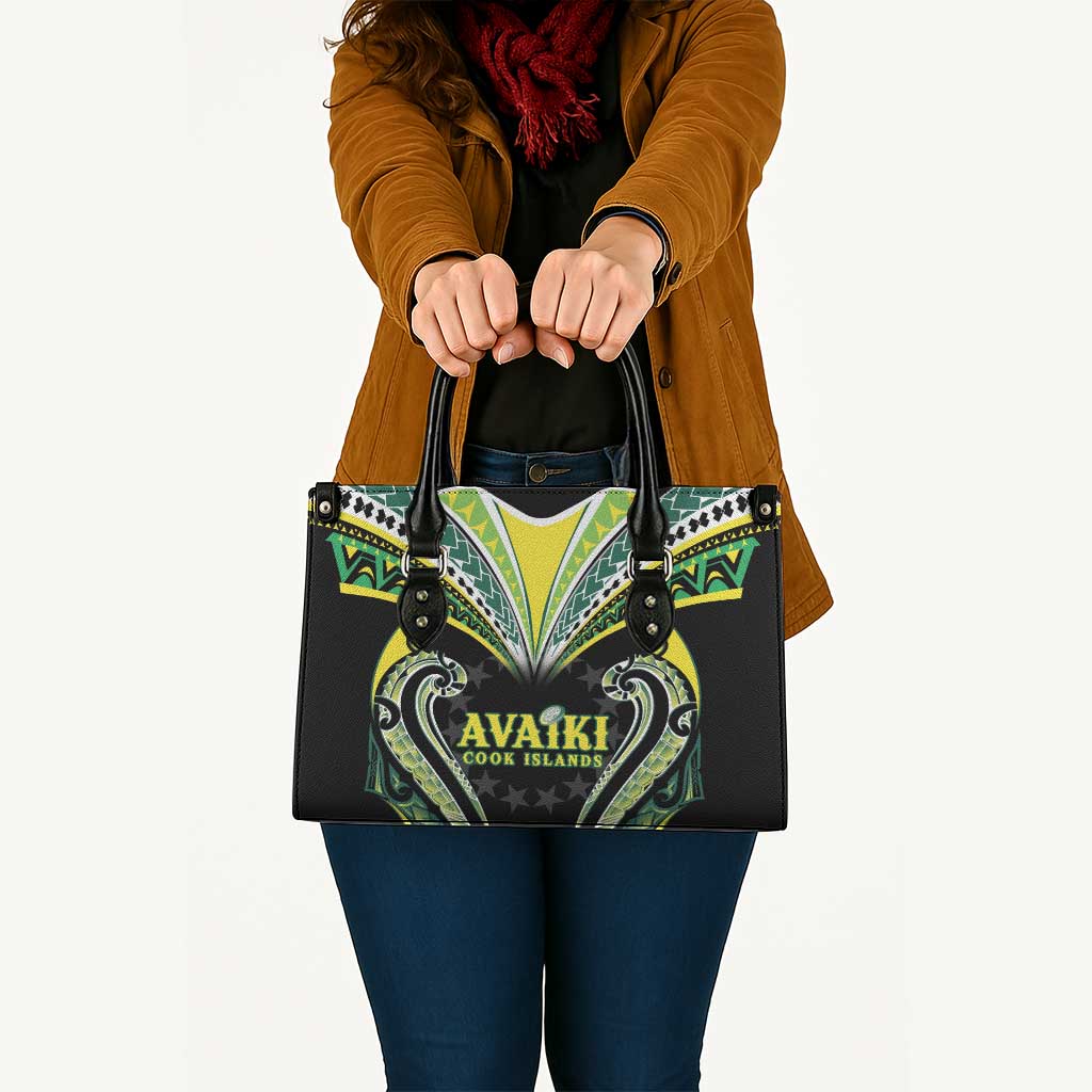 Rugby Cook Islands Avaiki Leather Bag Black Kuki Airani Tribal Maori Inspired - Polynesian Pride