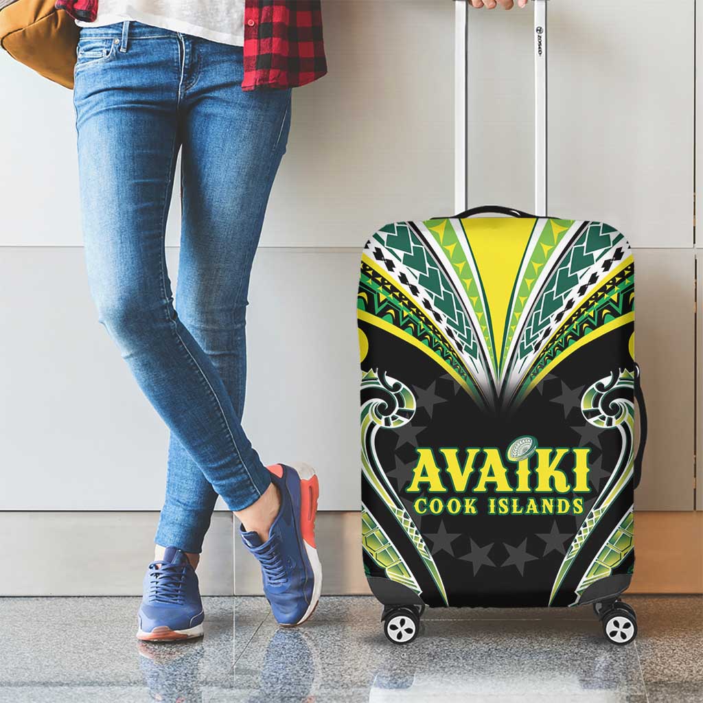 Rugby Cook Islands Avaiki Luggage Cover Black Kuki Airani Tribal Maori Inspired - Polynesian Pride