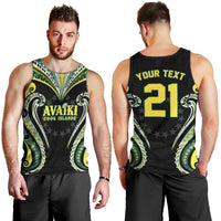 Custom Rugby Cook Islands Avaiki Men Tank Top Black Kuki Airani Tribal Maori Inspired - Polynesian Pride