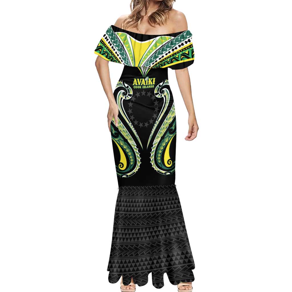 Custom Rugby Cook Islands Avaiki Mermaid Dress Black Kuki Airani Tribal Maori Inspired - Polynesian Pride