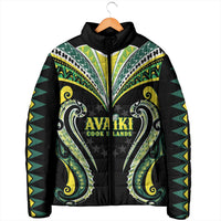 Custom Rugby Cook Islands Avaiki Padded Jacket Black Kuki Airani Tribal Maori Inspired - Polynesian Pride