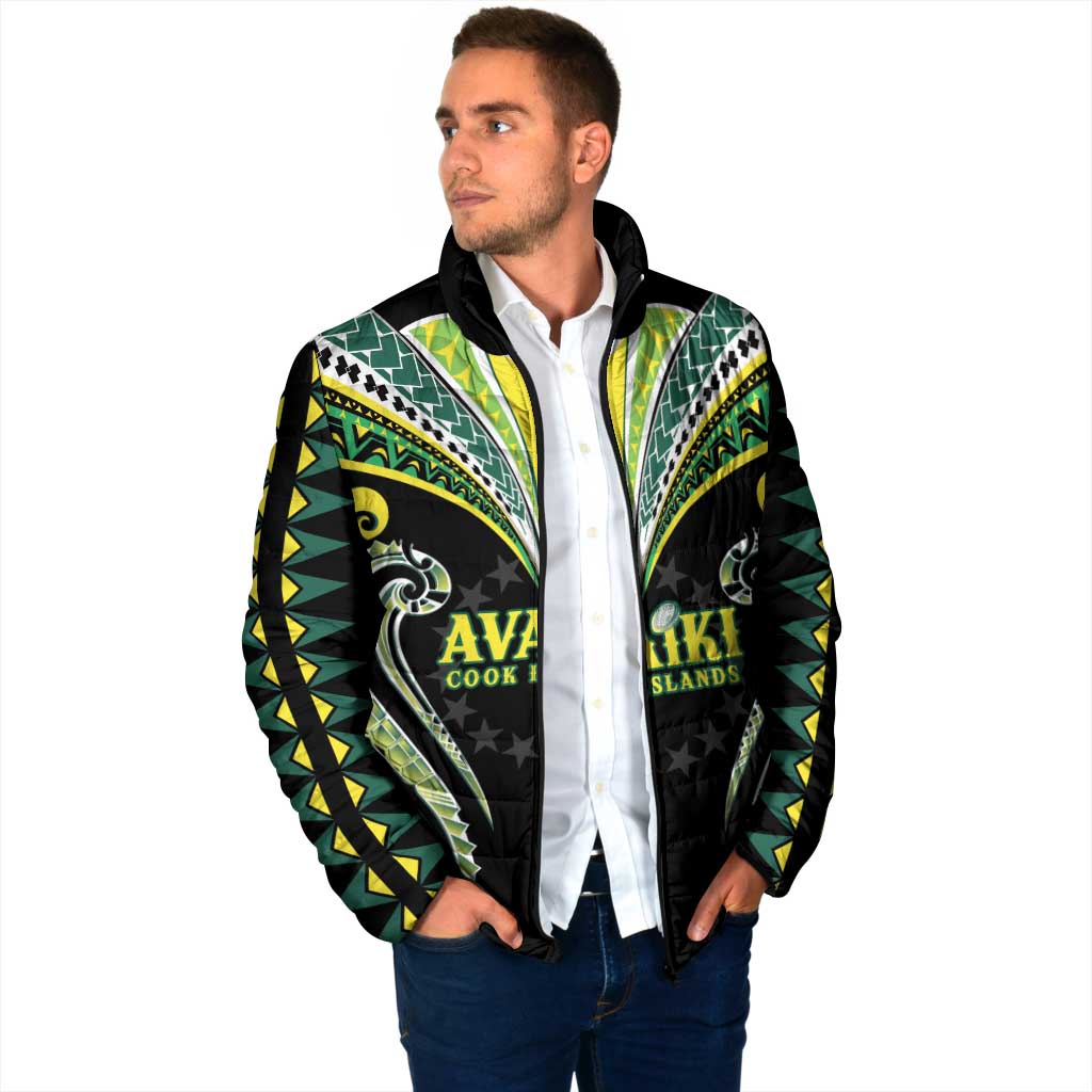 Custom Rugby Cook Islands Avaiki Padded Jacket Black Kuki Airani Tribal Maori Inspired - Polynesian Pride
