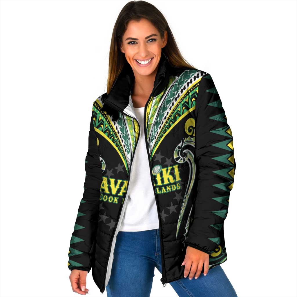 Custom Rugby Cook Islands Avaiki Padded Jacket Black Kuki Airani Tribal Maori Inspired - Polynesian Pride
