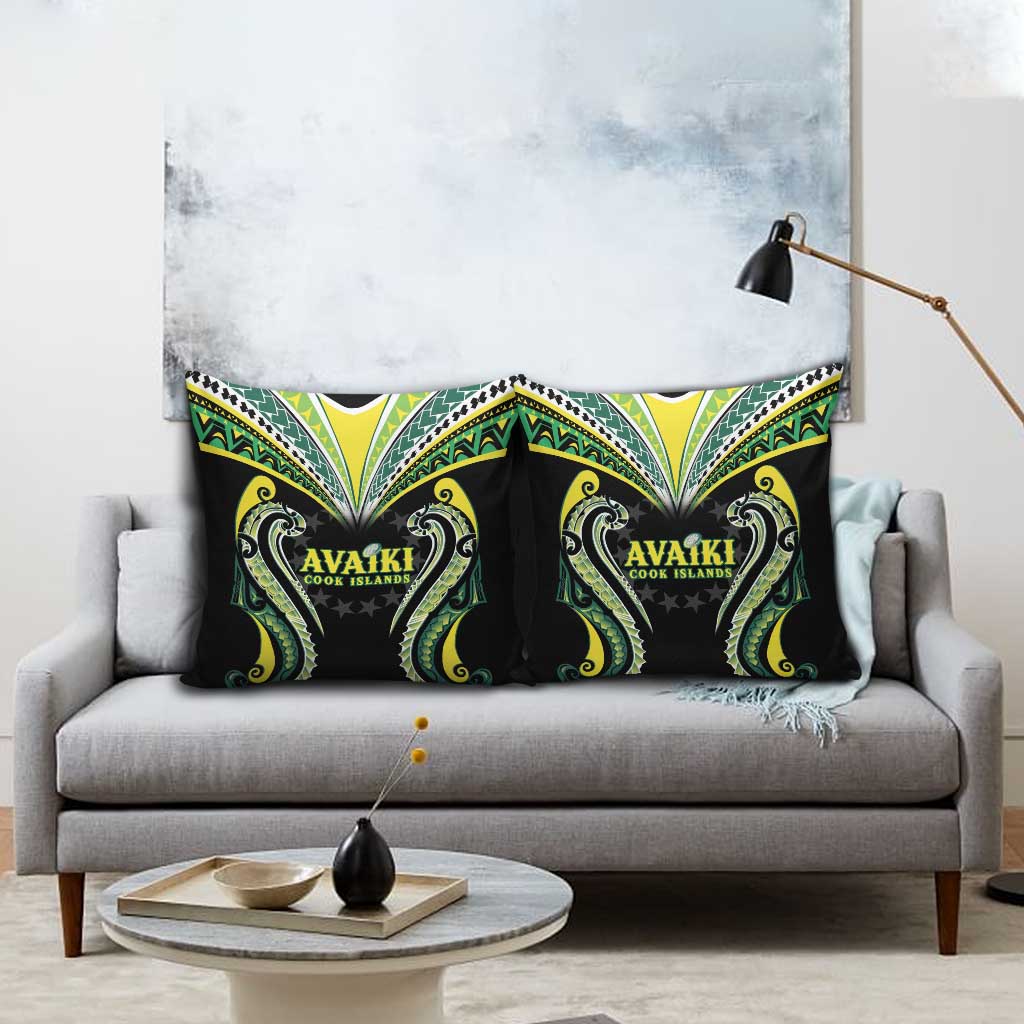 Rugby Cook Islands Avaiki Pillow Cover Black Kuki Airani Tribal Maori Inspired - Polynesian Pride