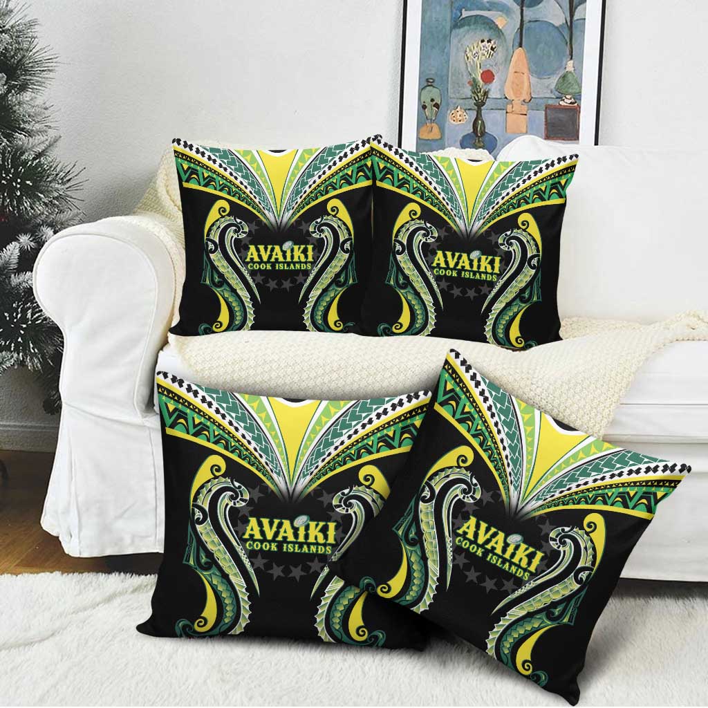 Rugby Cook Islands Avaiki Pillow Cover Black Kuki Airani Tribal Maori Inspired - Polynesian Pride