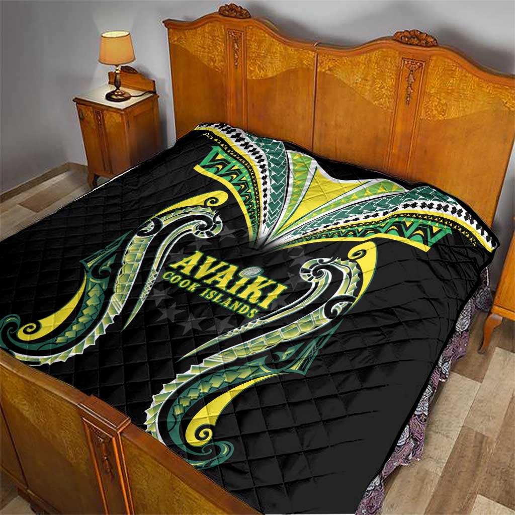 Rugby Cook Islands Avaiki Quilt Black Kuki Airani Tribal Maori Inspired - Polynesian Pride