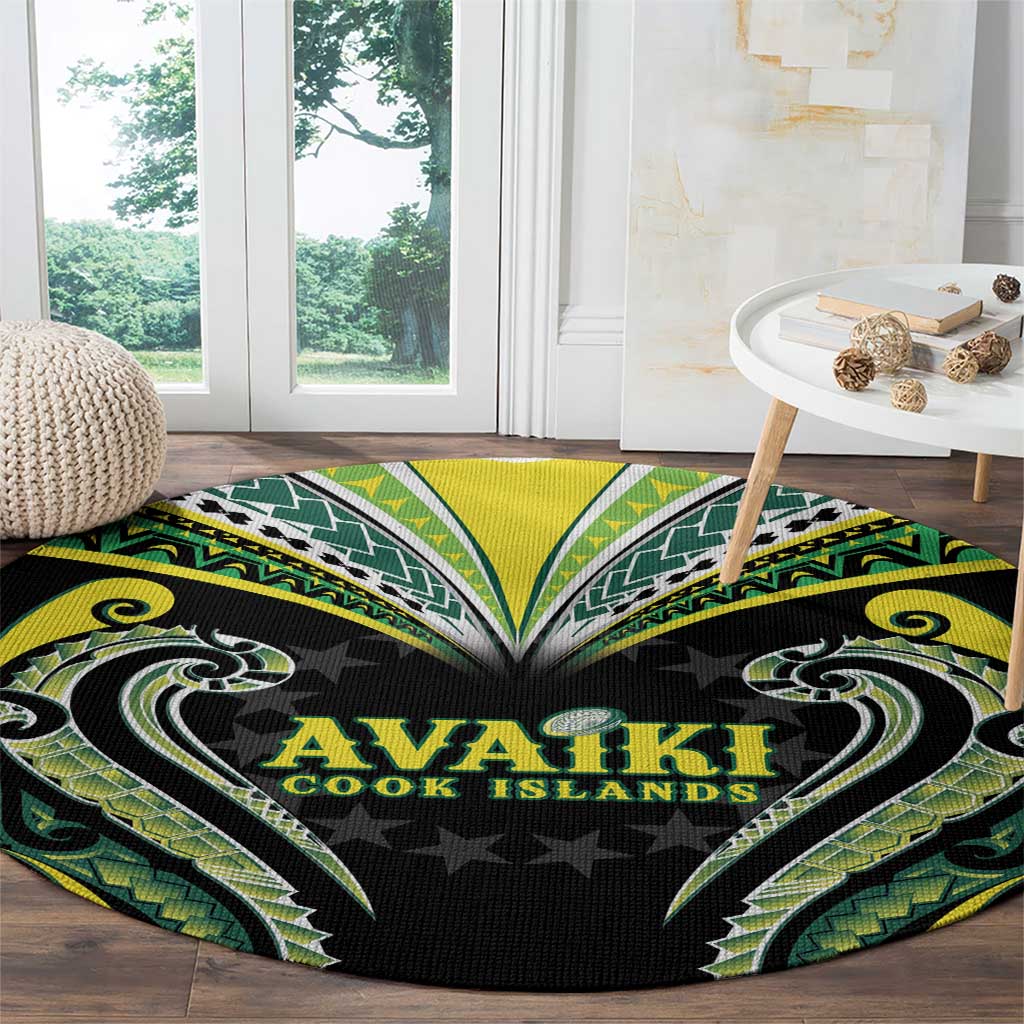 Rugby Cook Islands Avaiki Round Carpet Black Kuki Airani Tribal Maori Inspired - Polynesian Pride