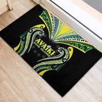 Rugby Cook Islands Avaiki Rubber Doormat Black Kuki Airani Tribal Maori Inspired - Polynesian Pride