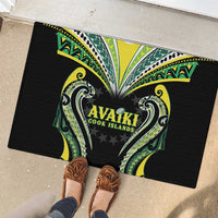 Rugby Cook Islands Avaiki Rubber Doormat Black Kuki Airani Tribal Maori Inspired - Polynesian Pride
