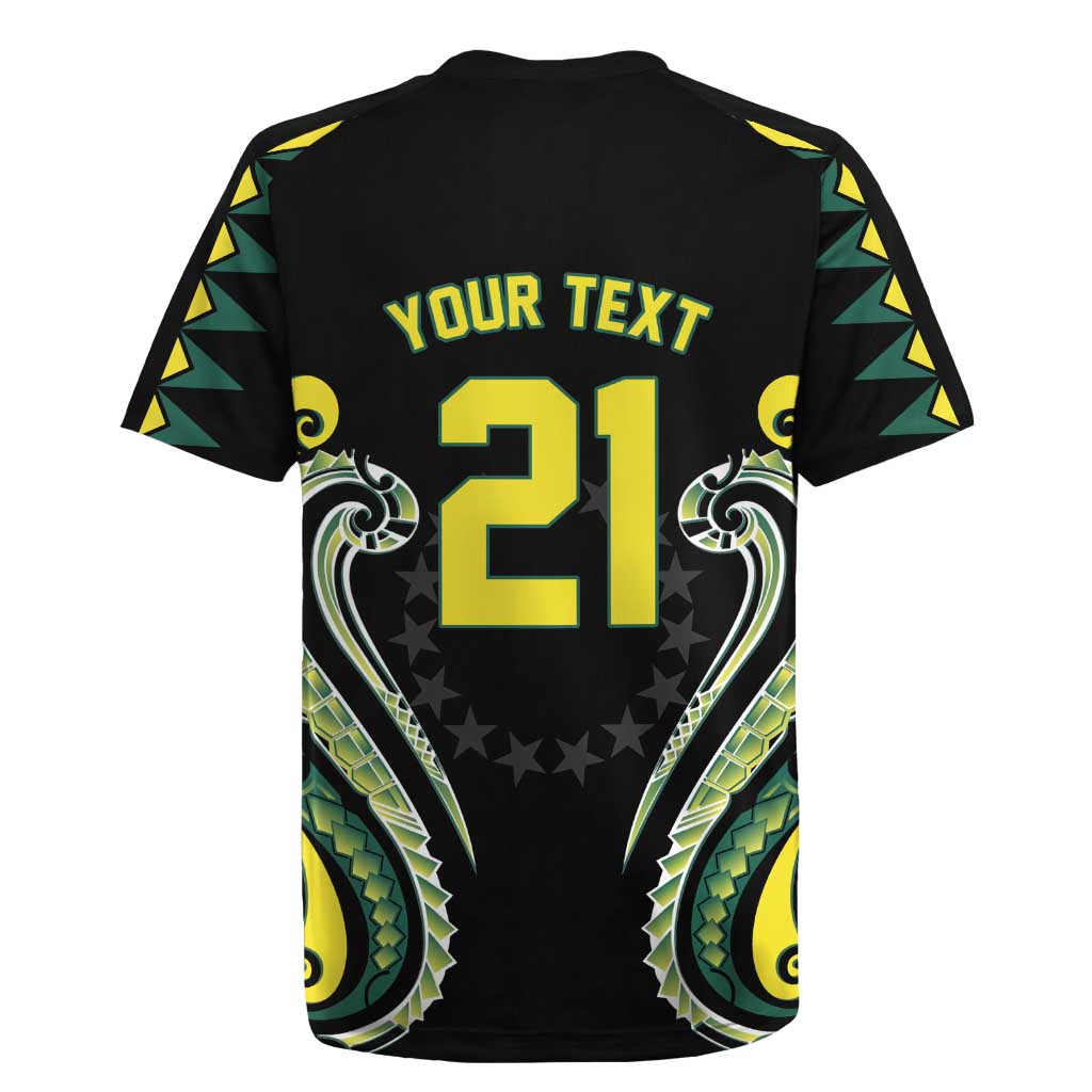 Custom Rugby Cook Islands Avaiki Rugby Jersey Black Kuki Airani Tribal Maori Inspired - Polynesian Pride