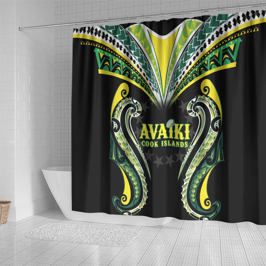 Rugby Cook Islands Avaiki Shower Curtain Black Kuki Airani Tribal Maori Inspired - Polynesian Pride