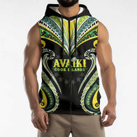 Custom Rugby Cook Islands Avaiki Sleeveless Zip Hoodie Black Kuki Airani Tribal Maori Inspired - Polynesian Pride