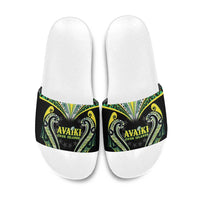 Rugby Cook Islands Avaiki Slide Sandals Black Kuki Airani Tribal Maori Inspired - Polynesian Pride
