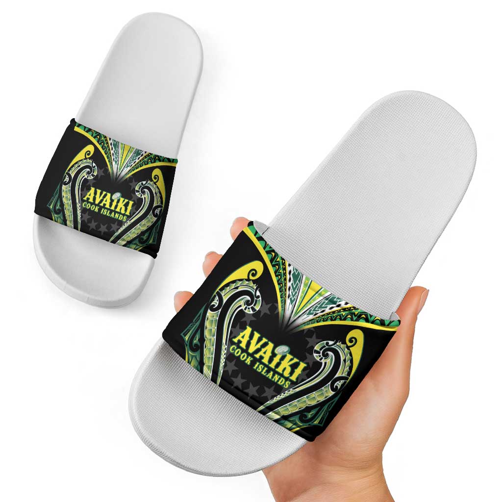 Rugby Cook Islands Avaiki Slide Sandals Black Kuki Airani Tribal Maori Inspired - Polynesian Pride