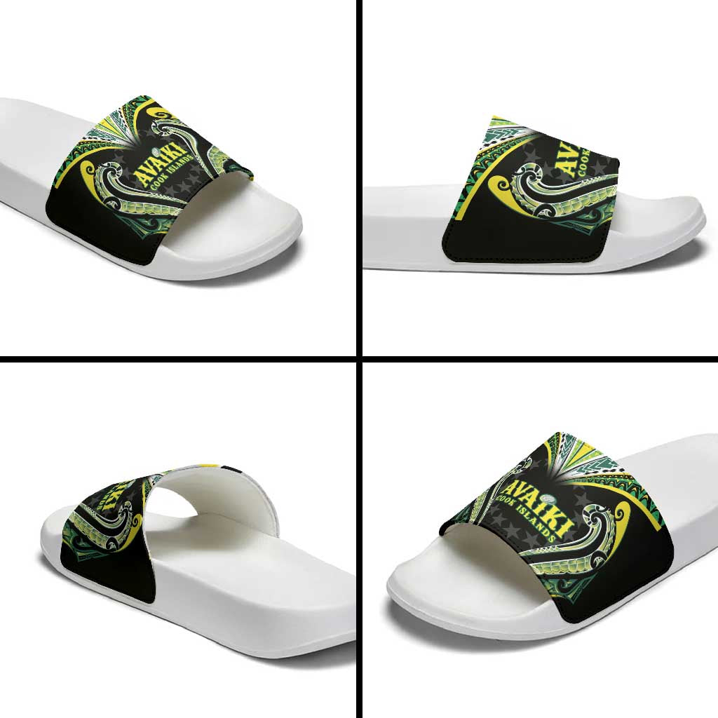 Rugby Cook Islands Avaiki Slide Sandals Black Kuki Airani Tribal Maori Inspired - Polynesian Pride