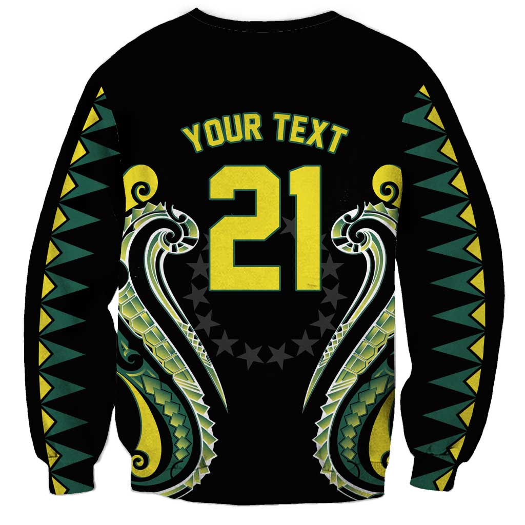 Custom Rugby Cook Islands Avaiki Sweatshirt Black Kuki Airani Tribal Maori Inspired - Polynesian Pride