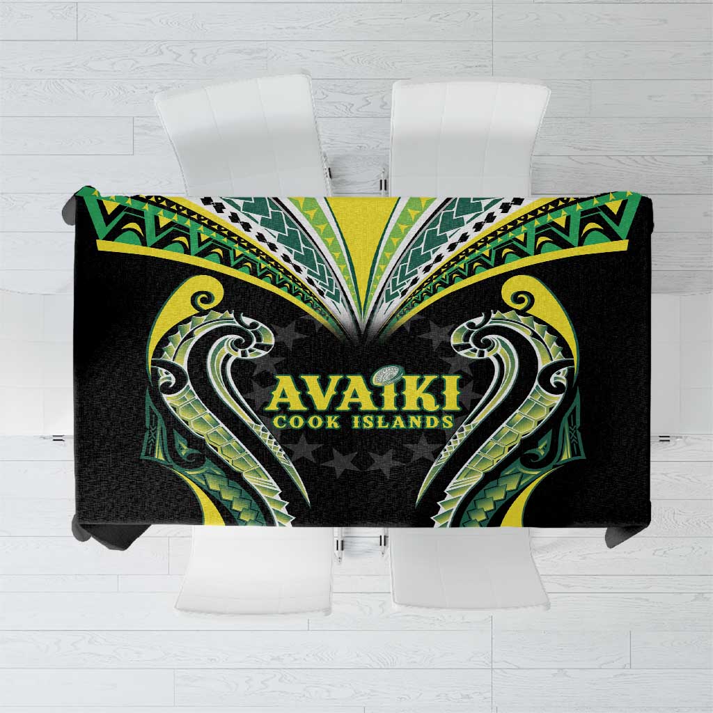 Rugby Cook Islands Avaiki Tablecloth Black Kuki Airani Tribal Maori Inspired - Polynesian Pride