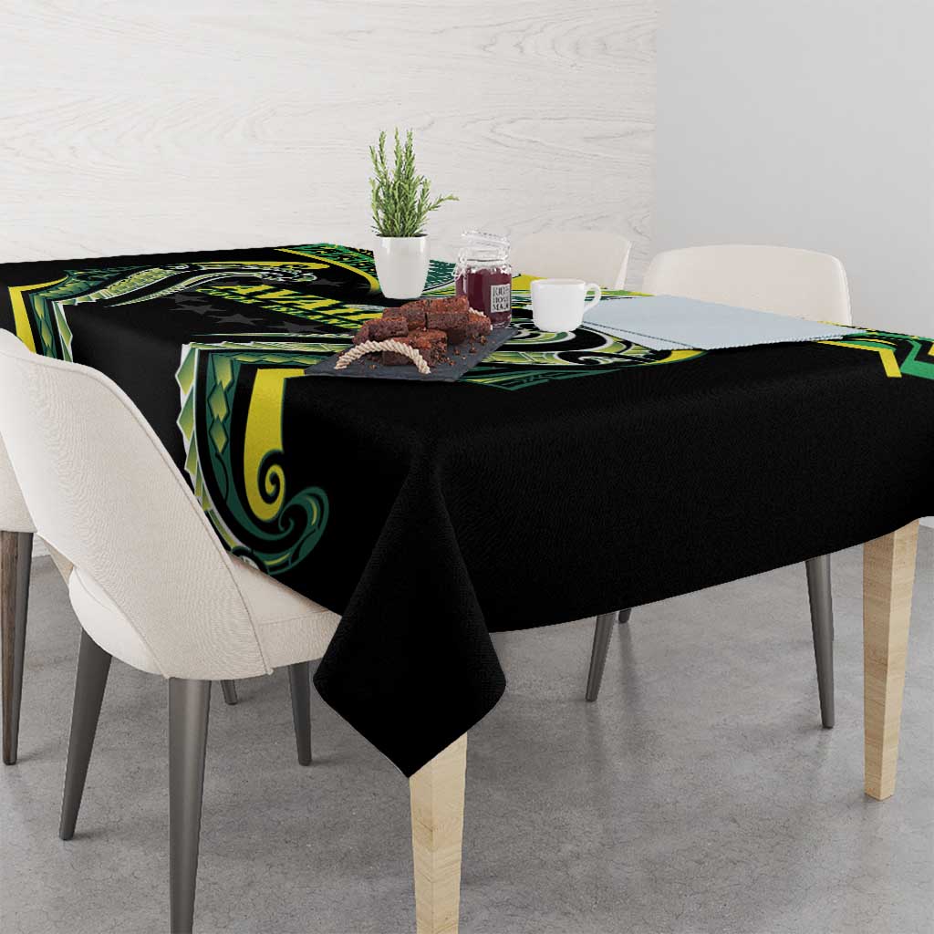 Rugby Cook Islands Avaiki Tablecloth Black Kuki Airani Tribal Maori Inspired - Polynesian Pride