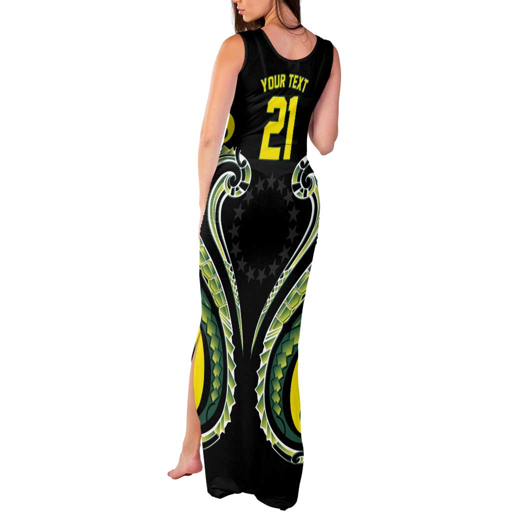 Custom Rugby Cook Islands Avaiki Tank Maxi Dress Black Kuki Airani Tribal Maori Inspired - Polynesian Pride
