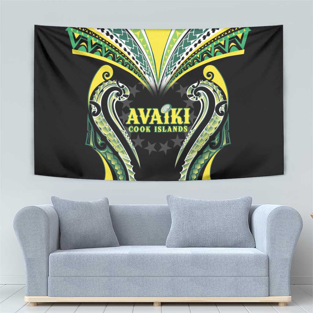 Rugby Cook Islands Avaiki Tapestry Black Kuki Airani Tribal Maori Inspired - Polynesian Pride