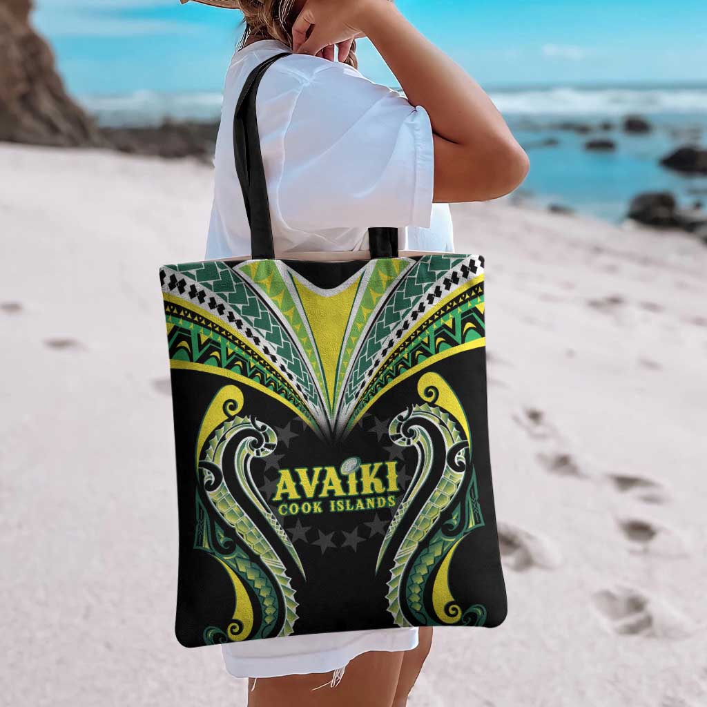 Rugby Cook Islands Avaiki Tote Bag Black Kuki Airani Tribal Maori Inspired - Polynesian Pride