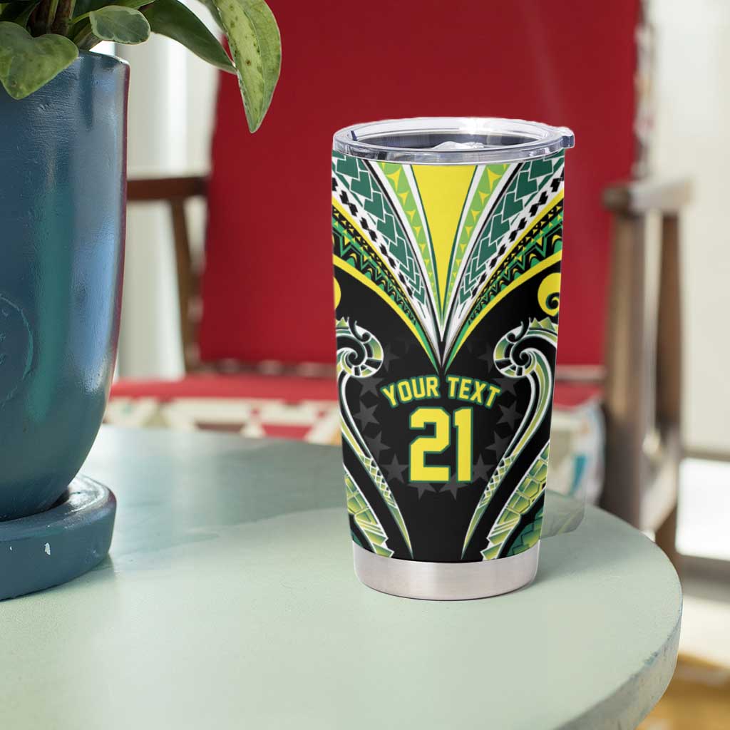 Custom Rugby Cook Islands Avaiki Tumbler Cup Black Kuki Airani Tribal Maori Inspired - Polynesian Pride