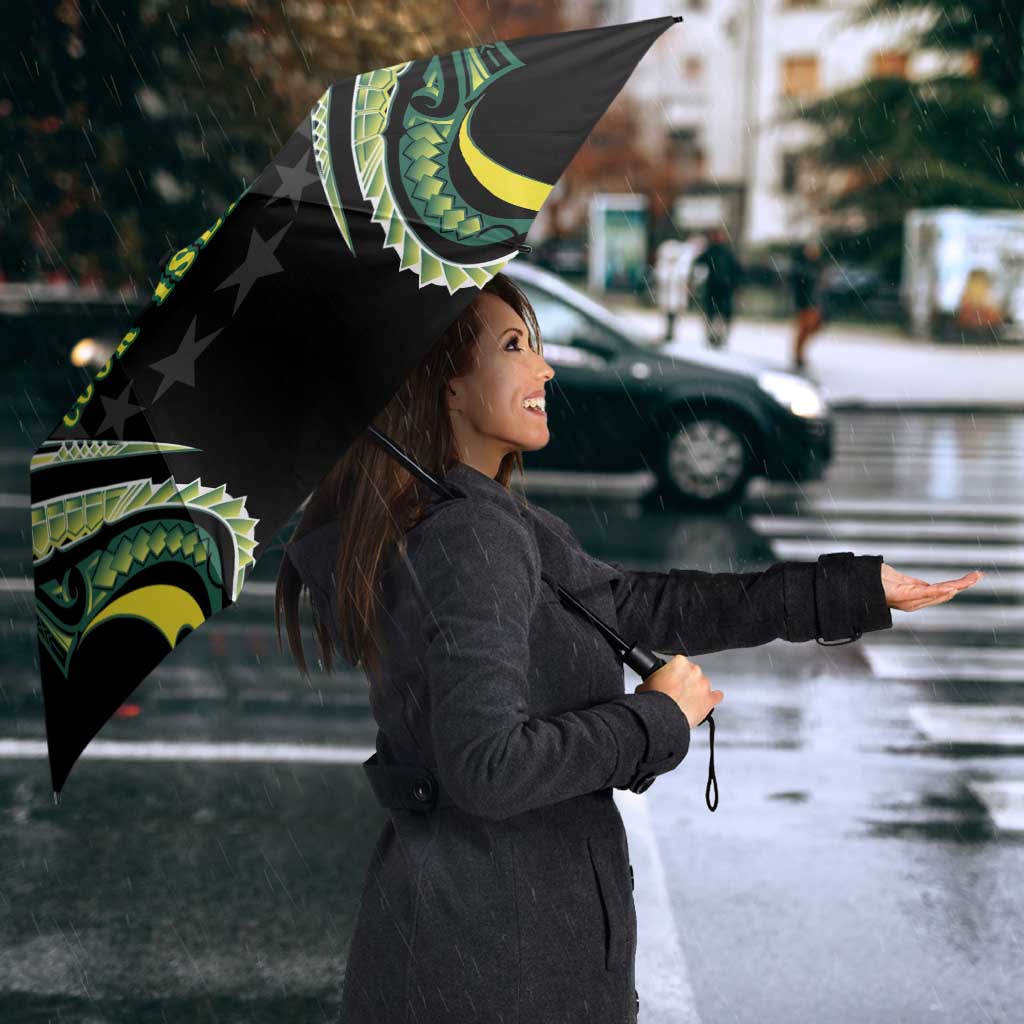 Rugby Cook Islands Avaiki Umbrella Black Kuki Airani Tribal Maori Inspired - Polynesian Pride