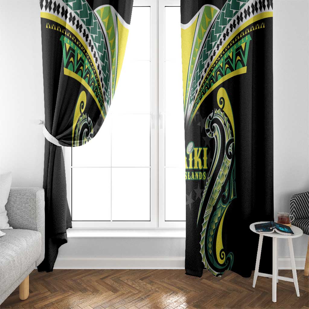 Rugby Cook Islands Avaiki Window Curtain Black Kuki Airani Tribal Maori Inspired - Polynesian Pride