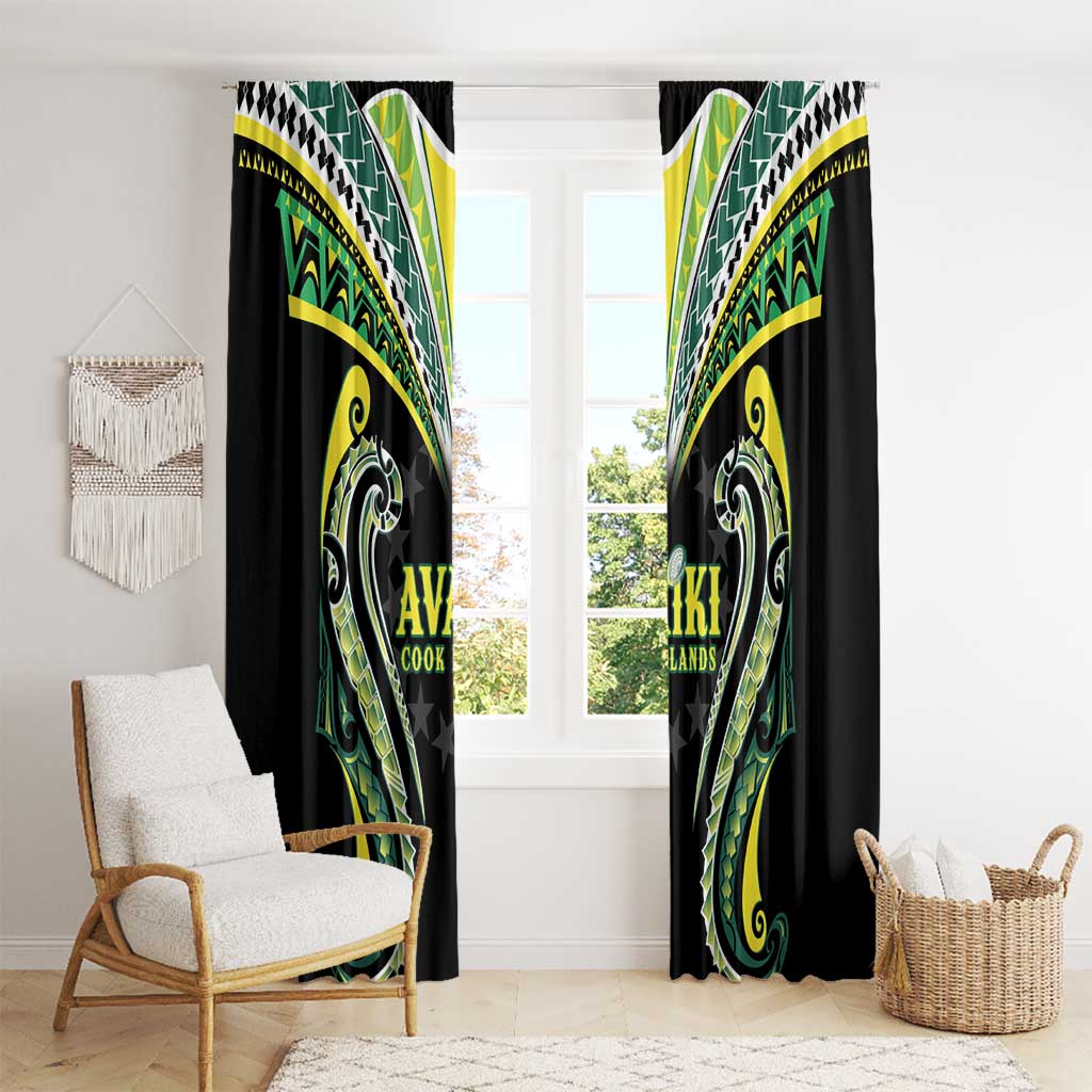 Rugby Cook Islands Avaiki Window Curtain Black Kuki Airani Tribal Maori Inspired - Polynesian Pride