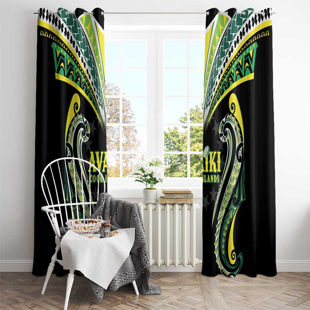 Rugby Cook Islands Avaiki Window Curtain Black Kuki Airani Tribal Maori Inspired - Polynesian Pride