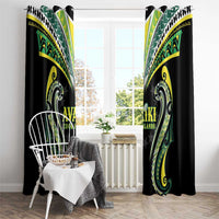 Rugby Cook Islands Avaiki Window Curtain Black Kuki Airani Tribal Maori Inspired - Polynesian Pride