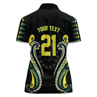 Custom Rugby Cook Islands Avaiki Women Polo Shirt Black Kuki Airani Tribal Maori Inspired - Polynesian Pride