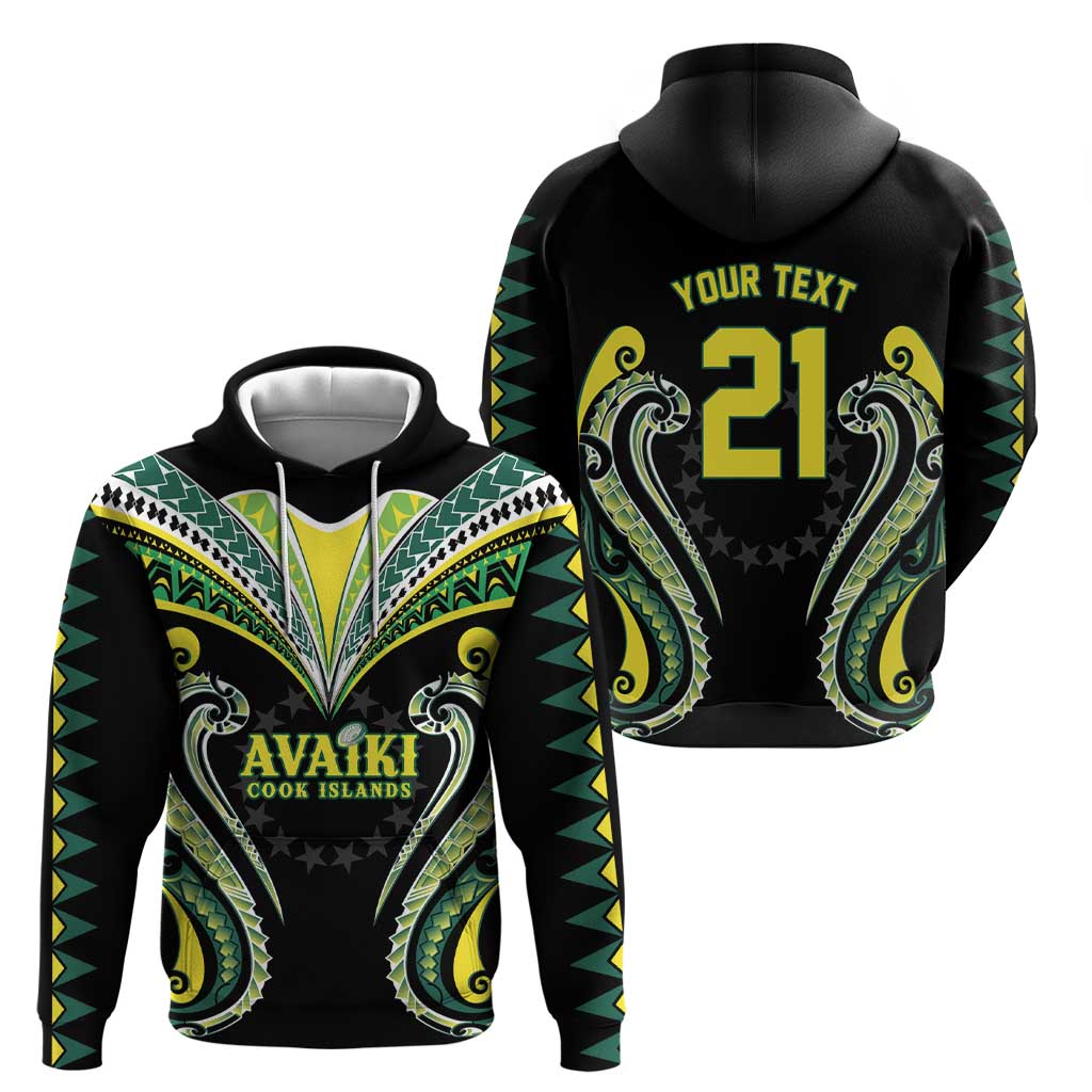 Custom Rugby Cook Islands Avaiki Zip Hoodie Black Kuki Airani Tribal Maori Inspired - Polynesian Pride