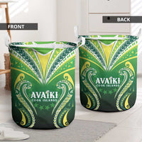 Rugby Cook Islands Avaiki Laundry Basket Green Kuki Airani Tribal Maori Inspired - Polynesian Pride