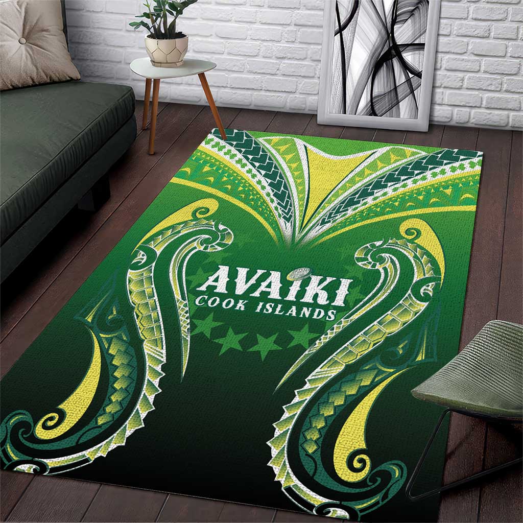 Rugby Cook Islands Avaiki Area Rug Green Kuki Airani Tribal Maori Inspired - Polynesian Pride