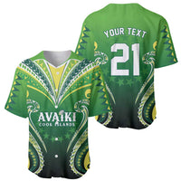 Custom Rugby Cook Islands Avaiki Baseball Jersey Green Kuki Airani Tribal Maori Inspired - Polynesian Pride