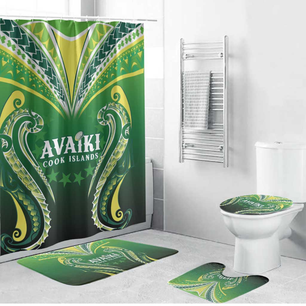 Rugby Cook Islands Avaiki Bathroom Set Green Kuki Airani Tribal Maori Inspired - Polynesian Pride