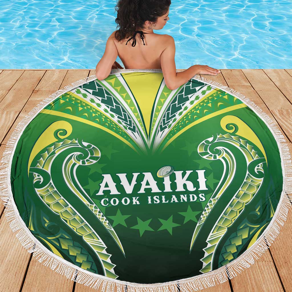 Rugby Cook Islands Avaiki Beach Blanket Green Kuki Airani Tribal Maori Inspired - Polynesian Pride